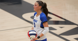 Conway's Wren Jones prepares to serve
